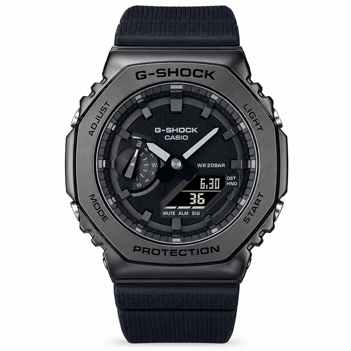 G-shock Gm 2100 Stainless Steel Black Dial Black Strap Watch