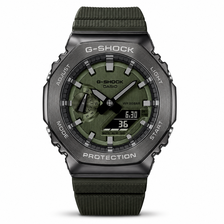 G-shock Gm 2100 Stainless Steel Green Strap Watch