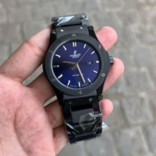 Hublot Automatic Japanese Machine watch (Black with Royal Blue Dial)