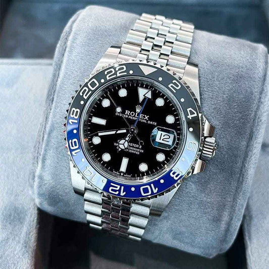GMT-Master II  blue and black Cerachrom bezel black dial Jubilee bracelet.